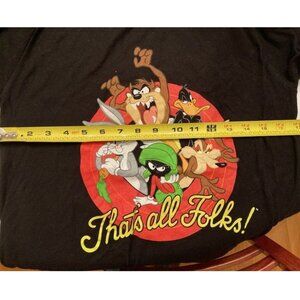 Looney Tunes "That's All Folks" black T-Shirt.  100% Cotton. Worn once